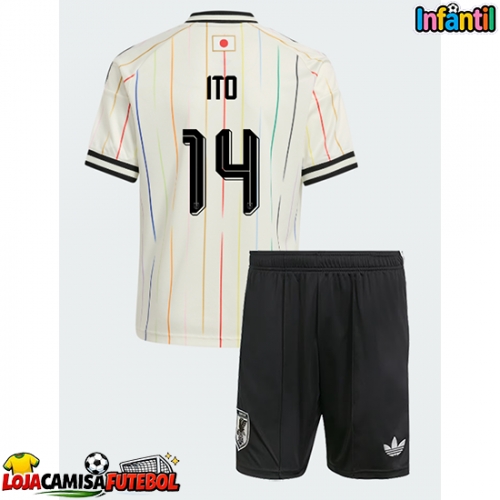 Camisa de Futebol Japão Junya Ito #14 Equipamento Secundário Infantil Mundo 2026 Manga Curta (+ Calças curtas)